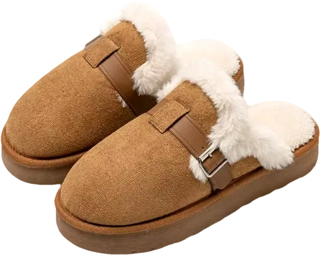 Suede fur-lined clog